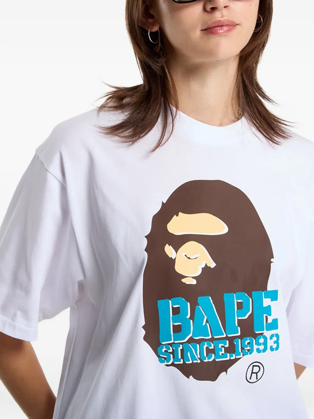 A BATHING APE Head Stencil Font T-shirt Wit