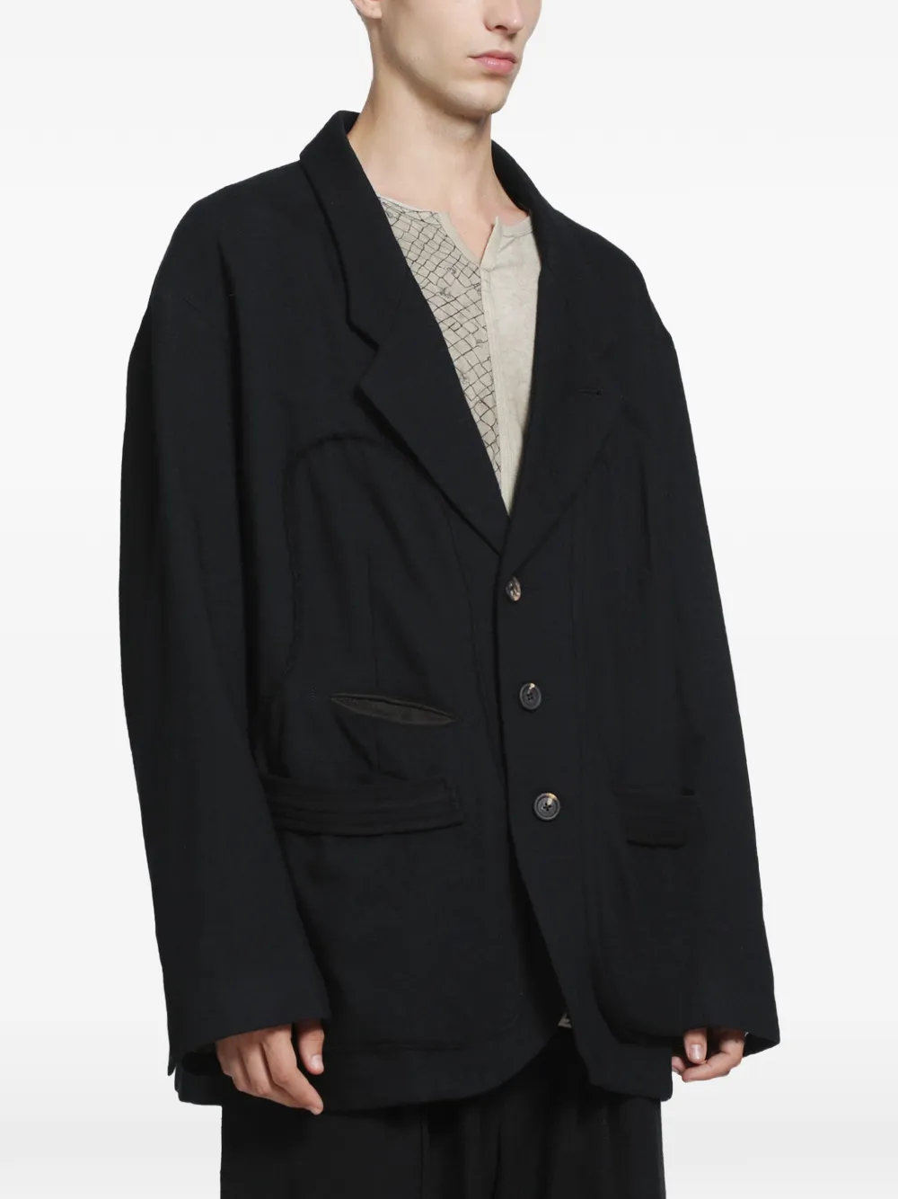 Ziggy Chen Bulge Placket blazer Zwart