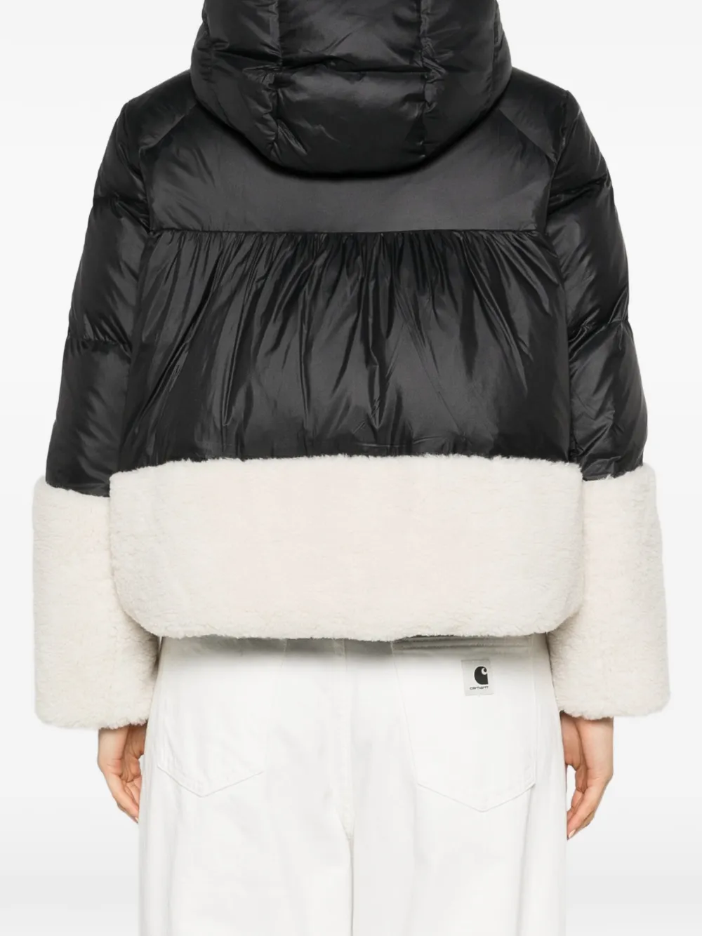 Duno fleece-trim puffer jacket Zwart
