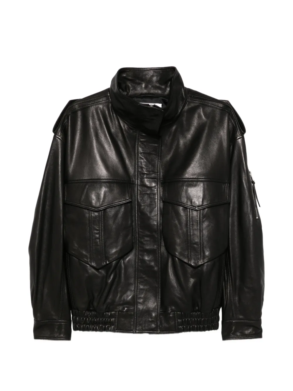 The Frankie Shop Napa multi-pocket leather jacket Zwart