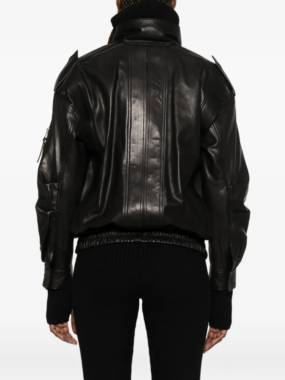 The Frankie Shop Napa multi-pocket leather jacket Zwart