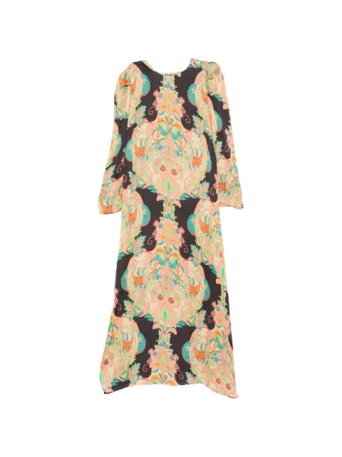 PHILIPPA 1970 baroque-pattern puff-shoulder maxi dress