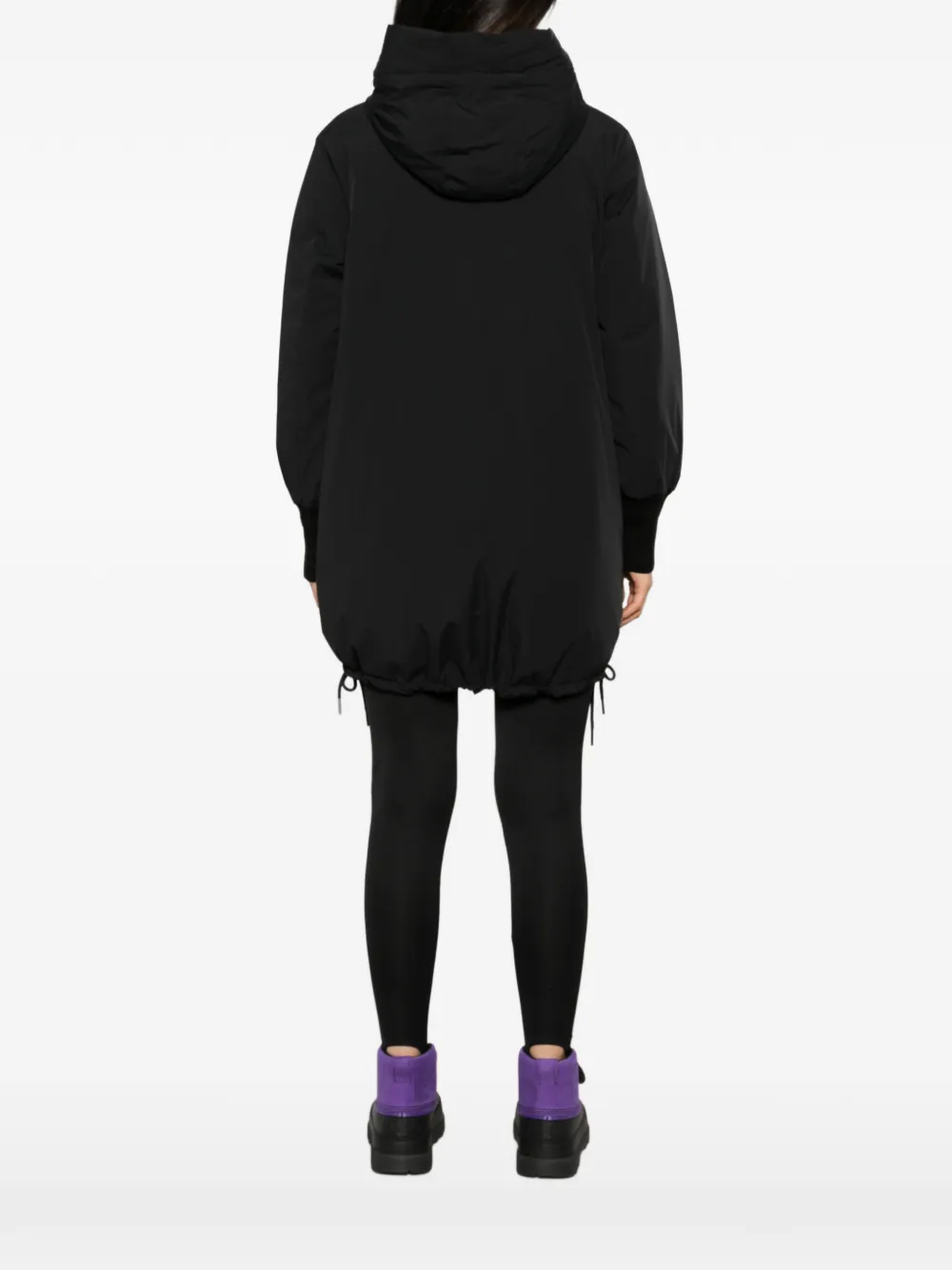 Duno hooded-neck drawstring-hem coat Zwart