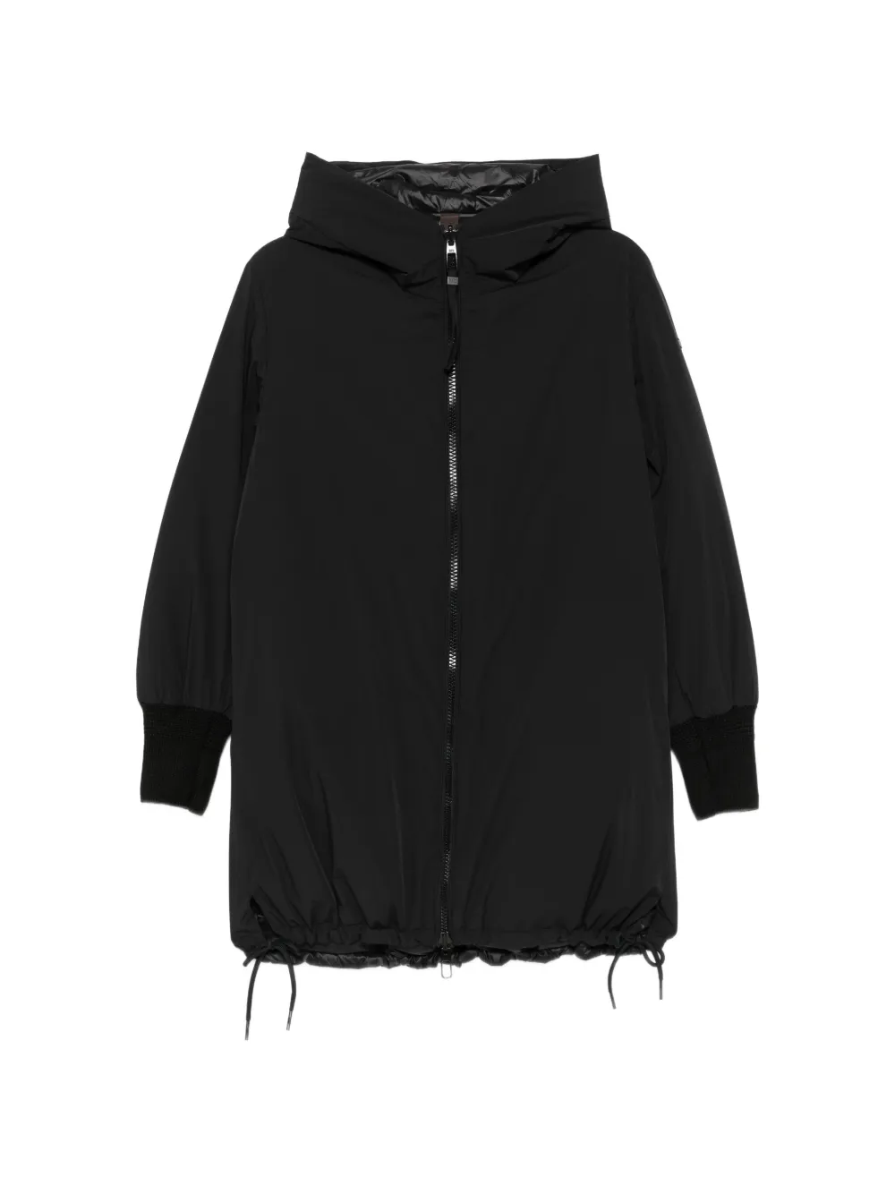 Duno hooded-neck drawstring-hem coat Zwart