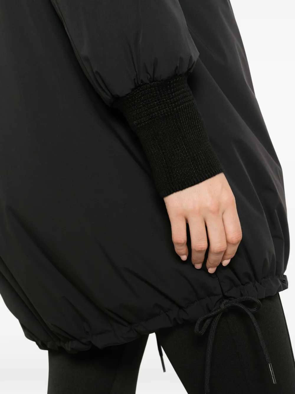 Duno hooded-neck drawstring-hem coat Zwart
