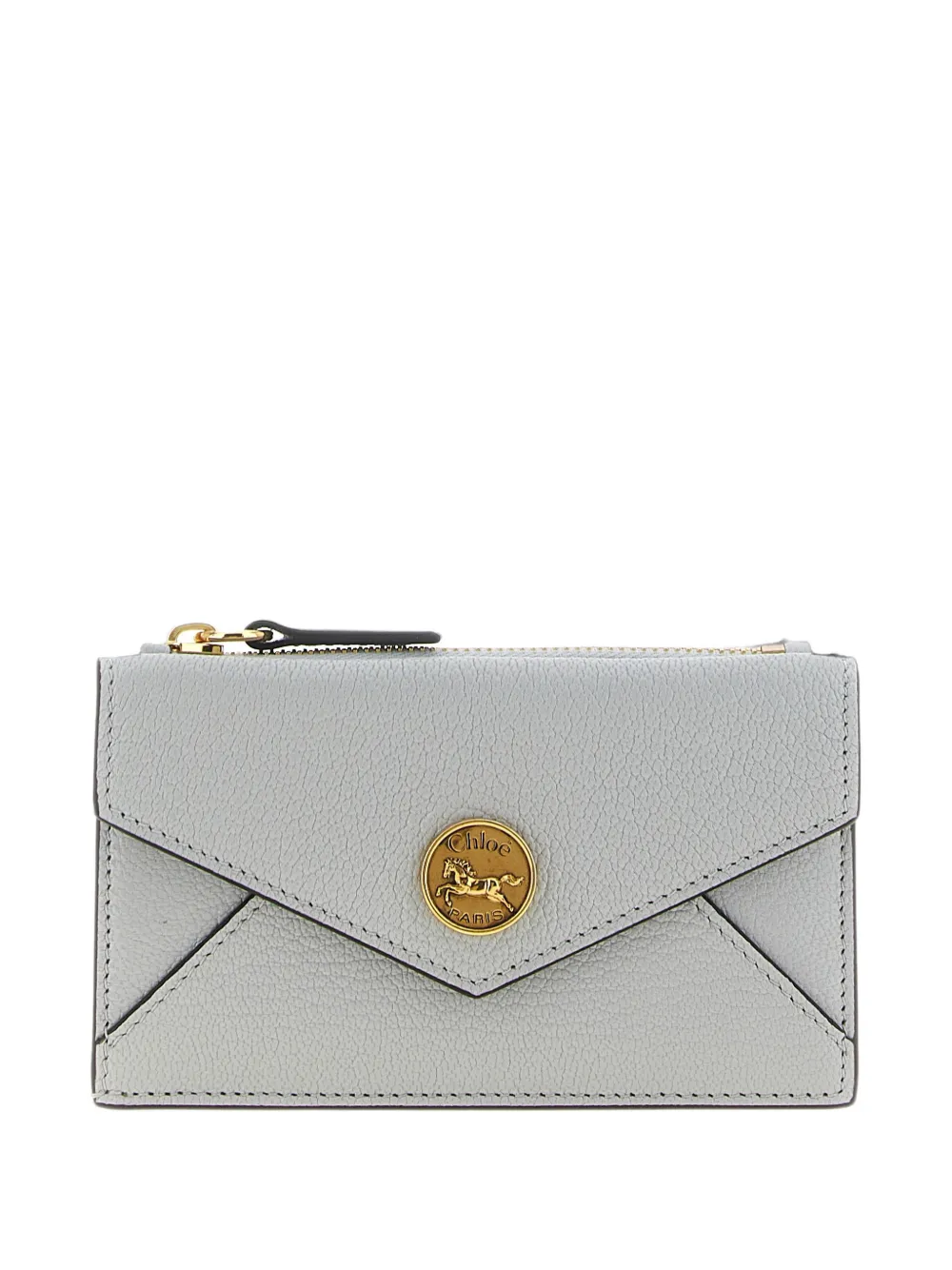 Chloé small Envelope purse with card slots in grained-leather - Grigio