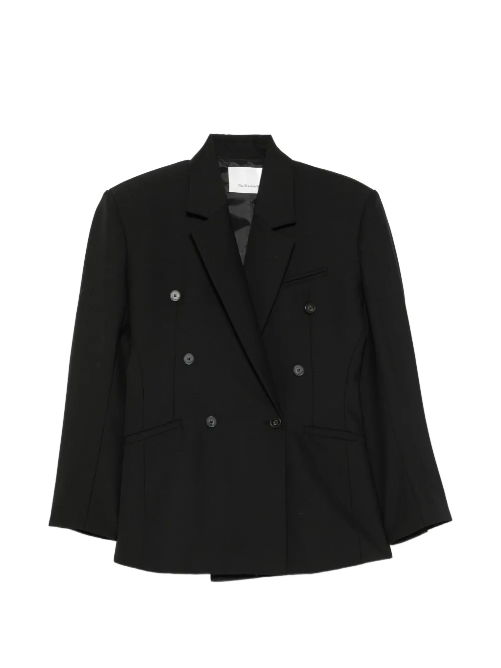 The Frankie Shop Jade double-breasted padded-shoulder blazer Zwart