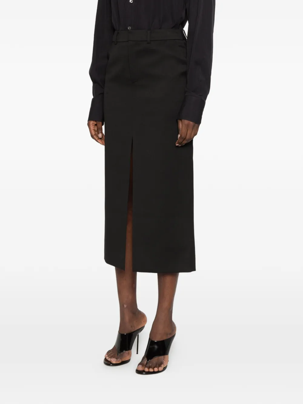The Frankie Shop Maybelle front-slit midi skirt Zwart