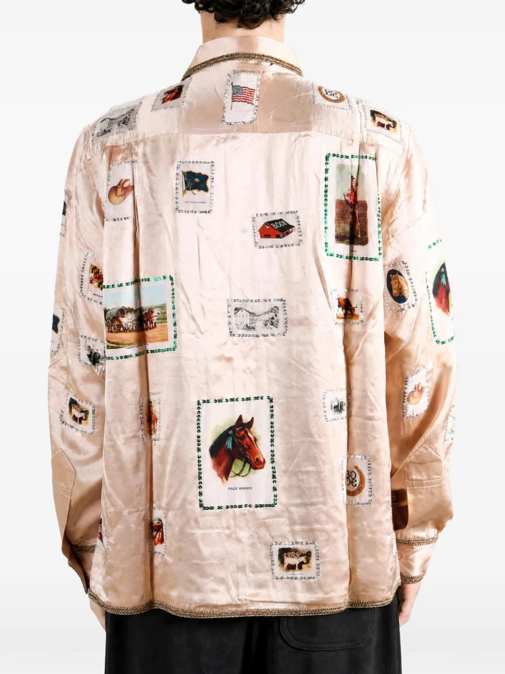 BODE sequin-embellished equestrian-print shirt Roze