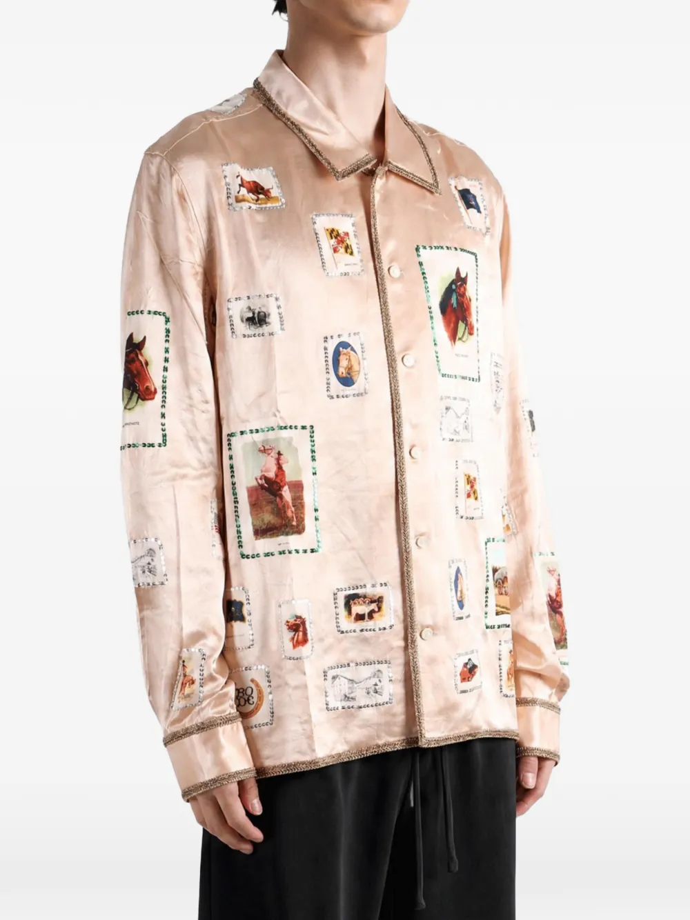 BODE sequin-embellished equestrian-print shirt Roze