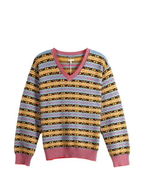 BODE Fair Isle V-neck sweater