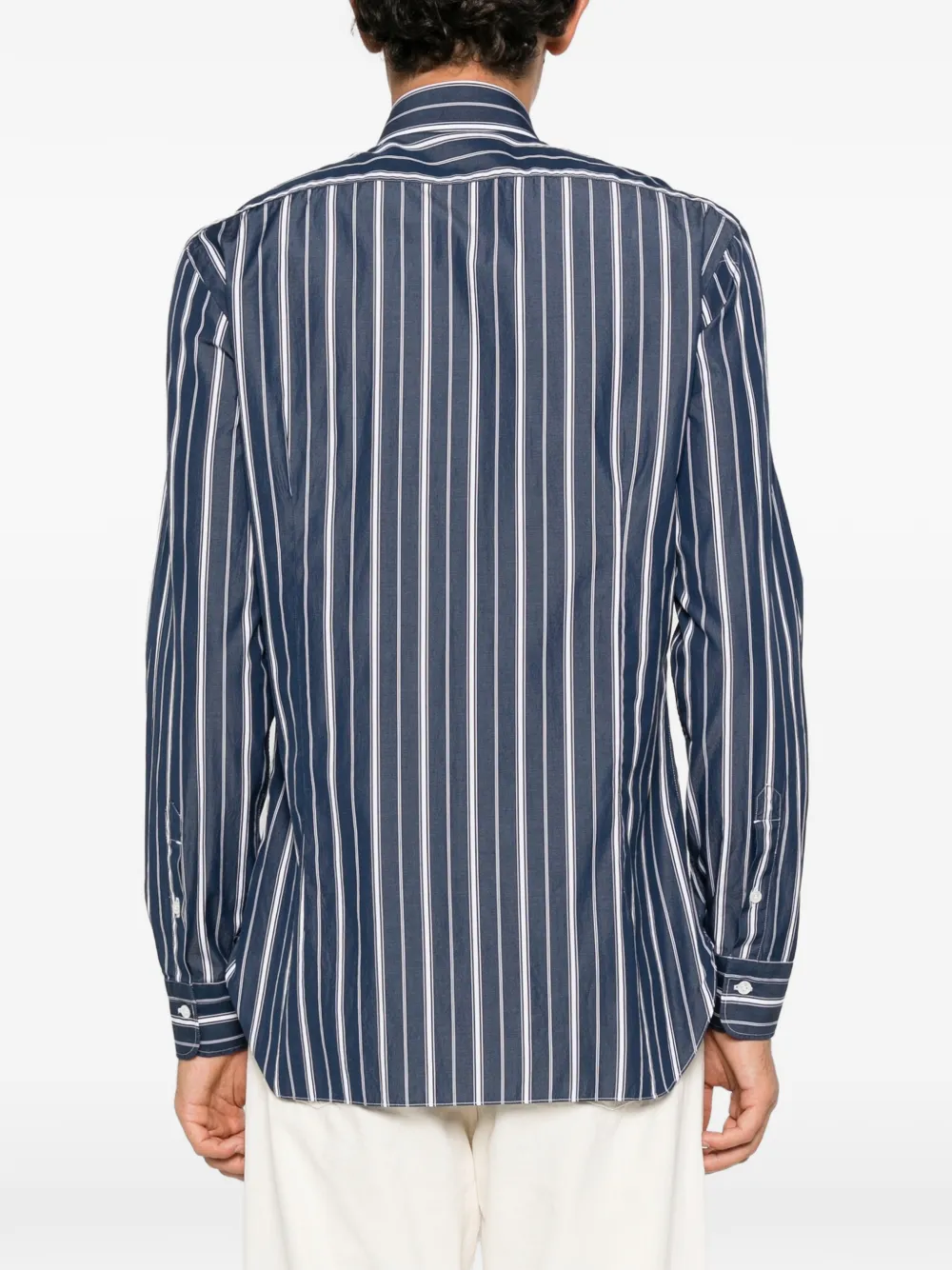 Barba vertical-stripe shirt Blauw