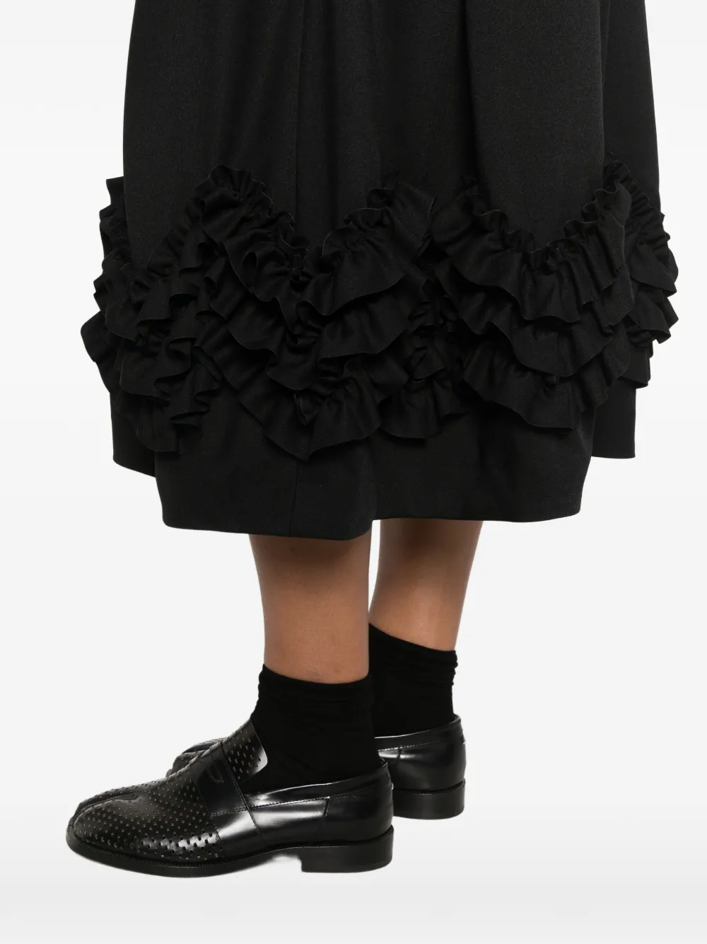 Comme Des Garçons Comme Des Garçons ruffled tiered midi skirt Zwart