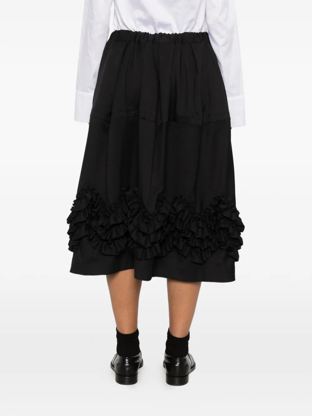 Comme Des Garçons Comme Des Garçons ruffled tiered midi skirt Zwart