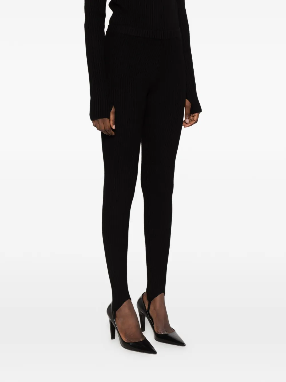 The Frankie Shop Piuma ribbed-knit leggings Zwart