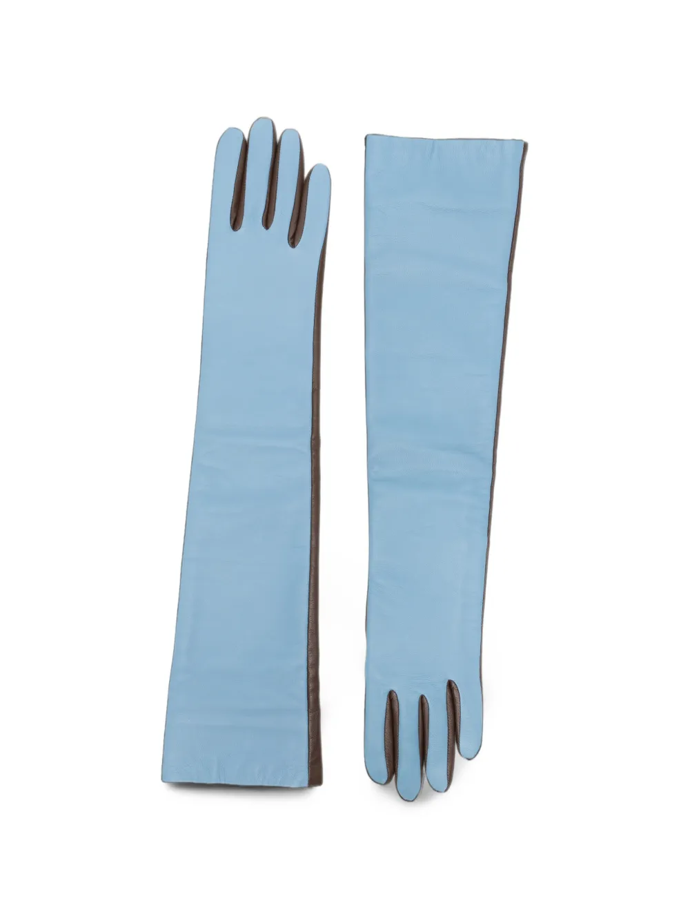 The Frankie Shop Veneto bicolor long leather gloves - Bleu