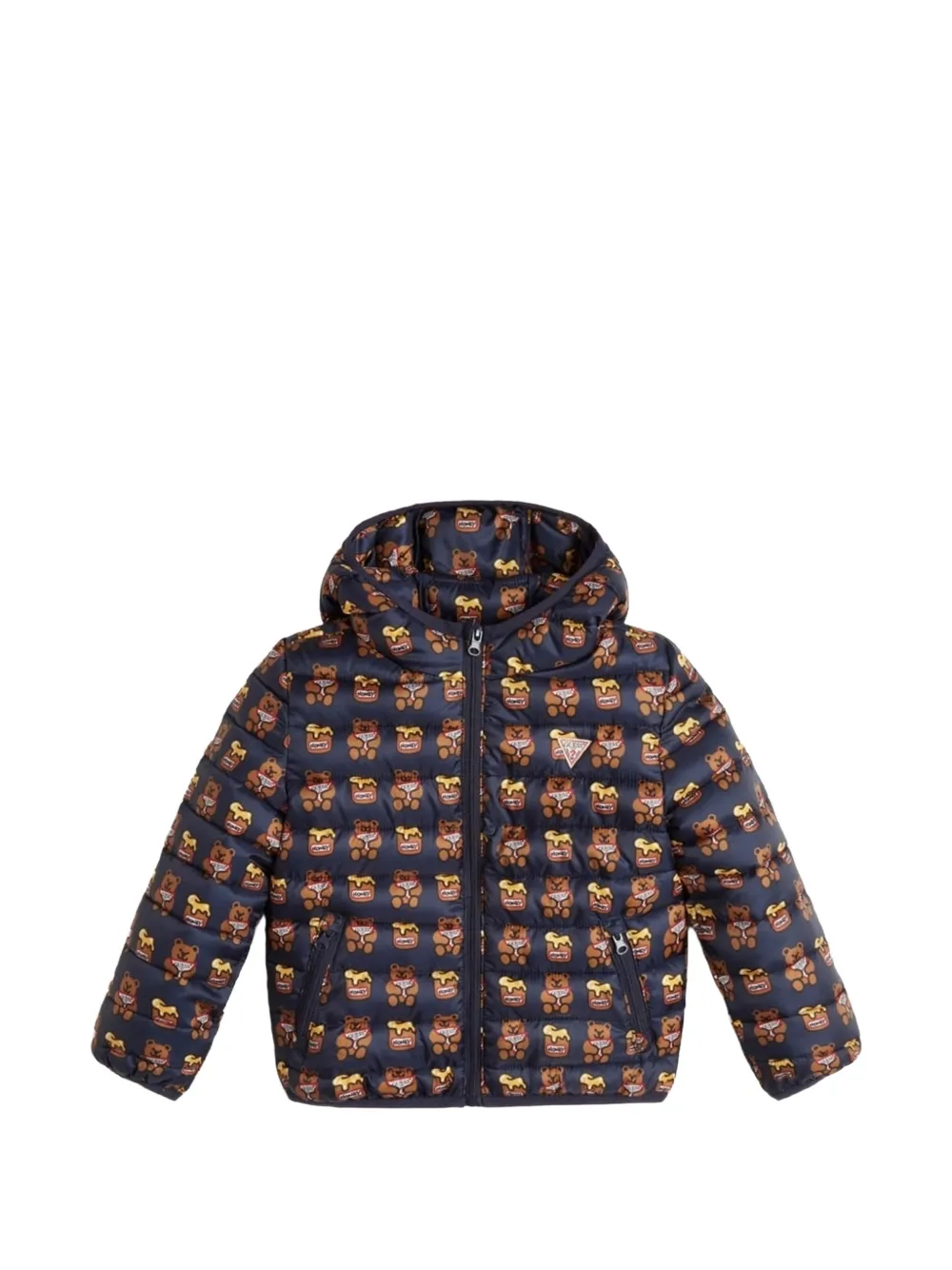 guess kids teddy-bear print quilted jacket - Blu