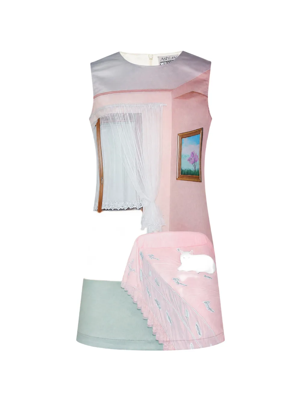 Ashley Williams Room print sleeveless midi dress - Toni neutri