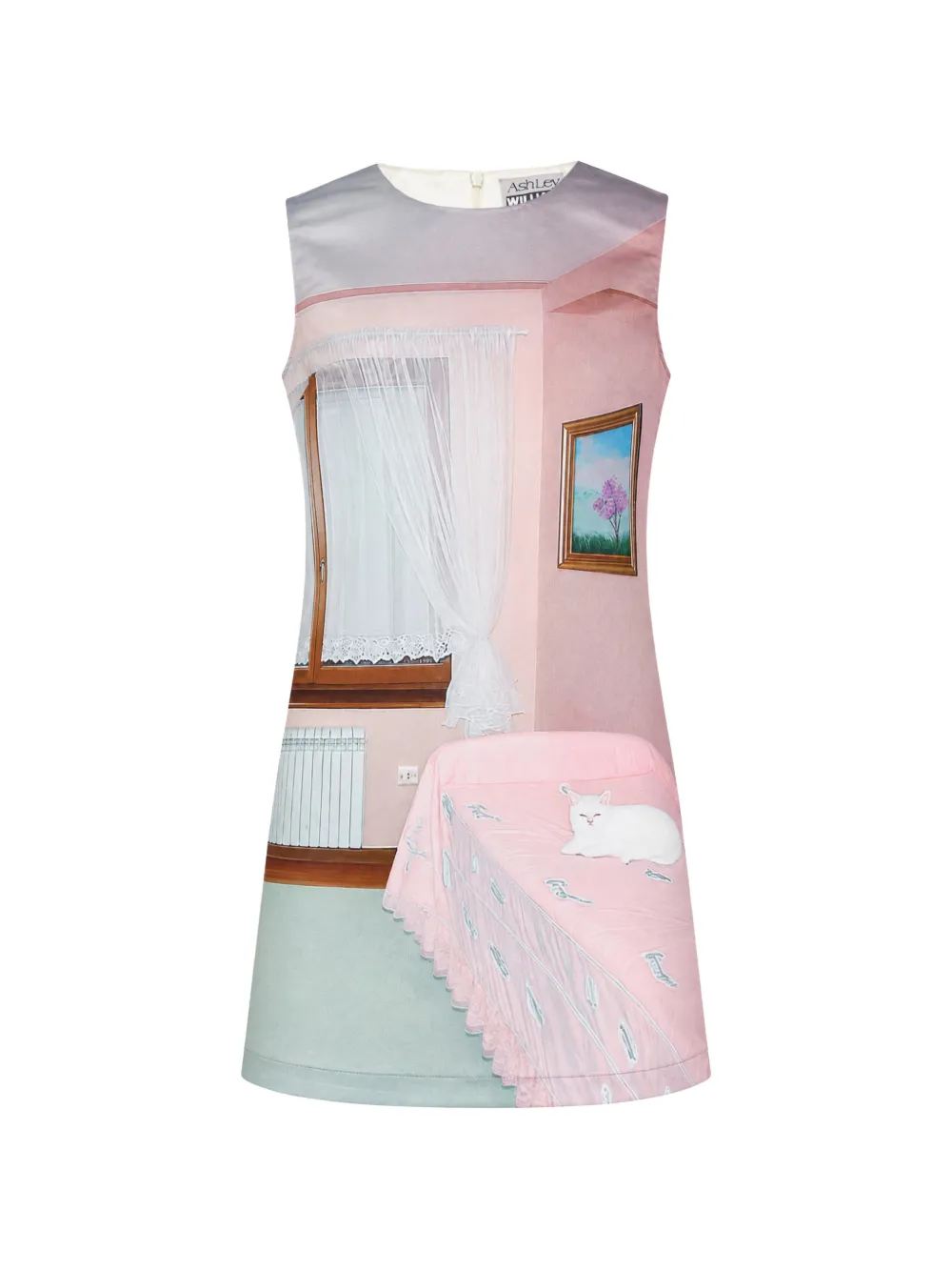 Ashley Williams Room print sleeveless midi dress - Toni neutri