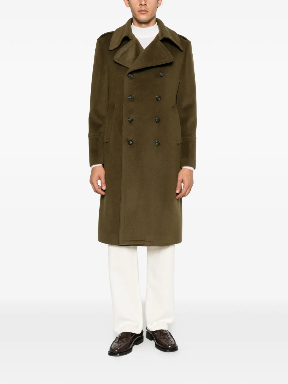 Tagliatore double-breasted martingale coat Groen
