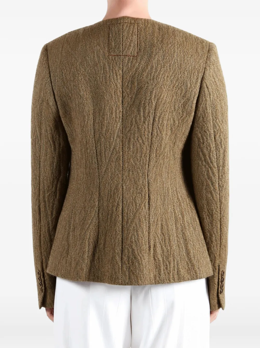 Uma Wang Kebbl herringbone-pattern draped jacket Beige