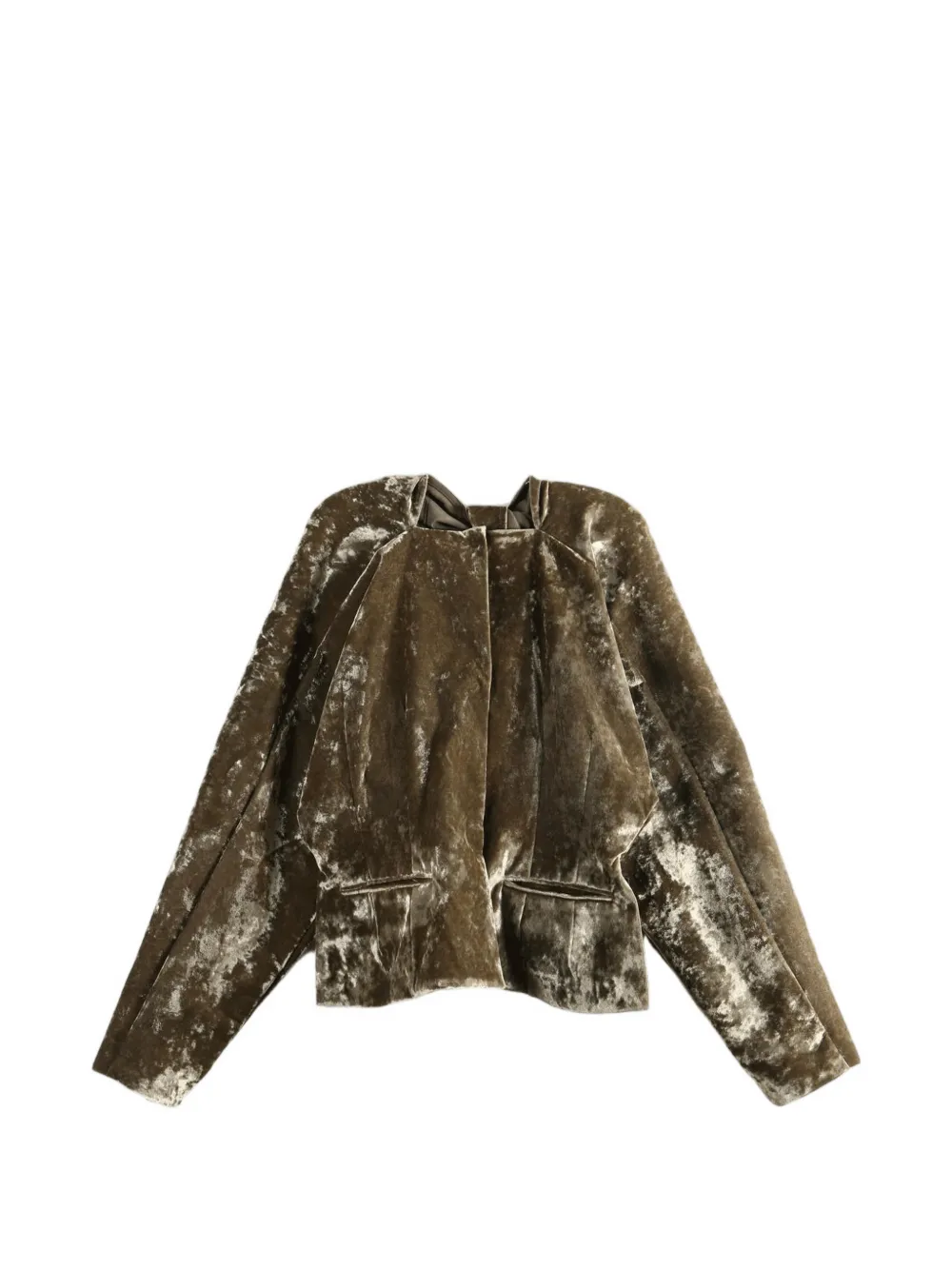Uma Wang Klarr crushed-velvet pleated jacket Groen
