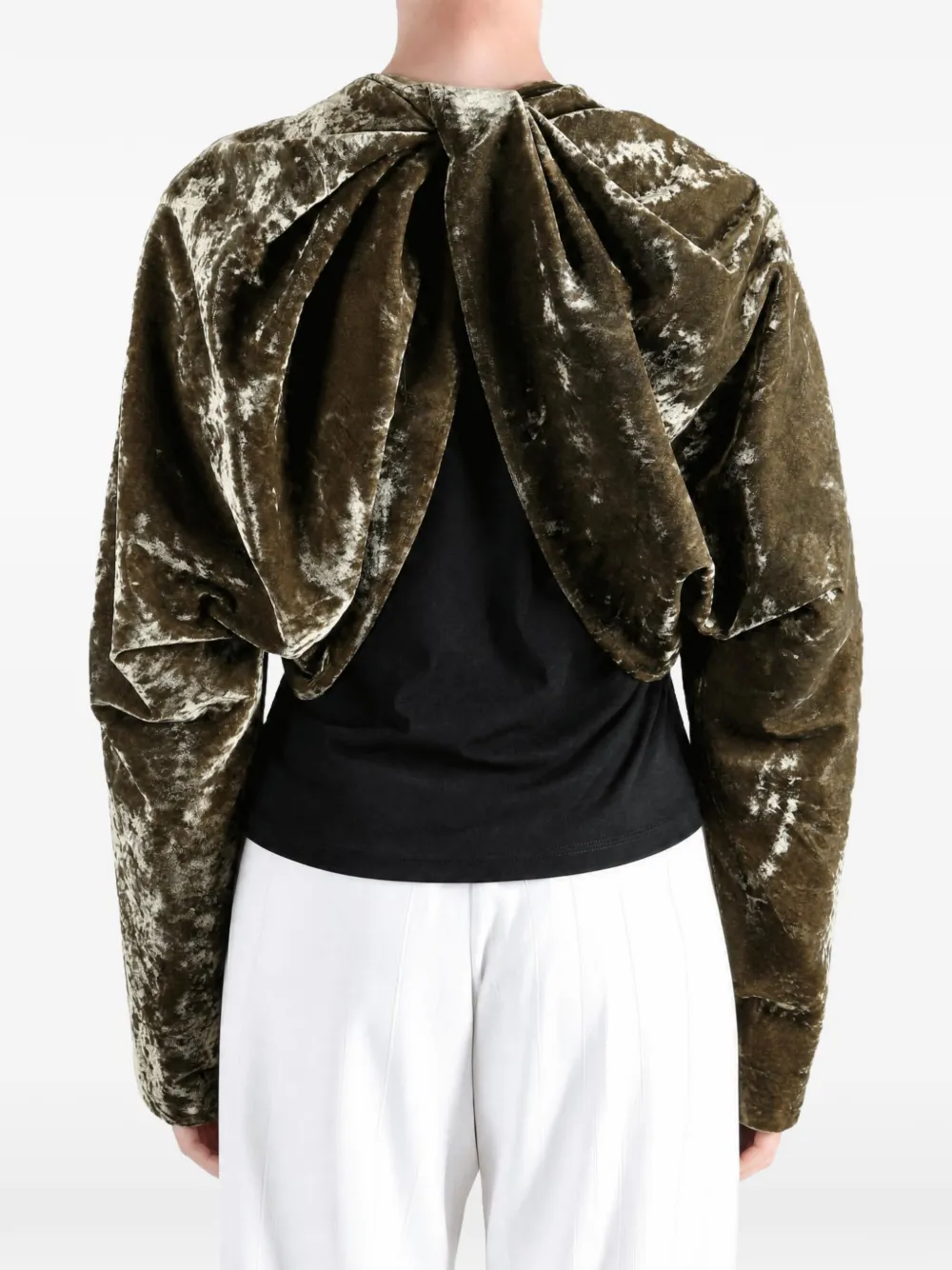 Uma Wang Klarr crushed-velvet pleated jacket Groen