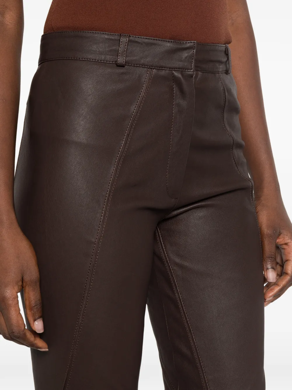 The Frankie Shop Dune panelled leather trousers Bruin