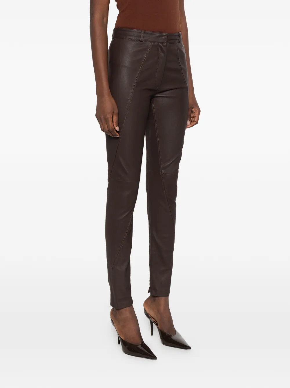 The Frankie Shop Dune panelled leather trousers Bruin