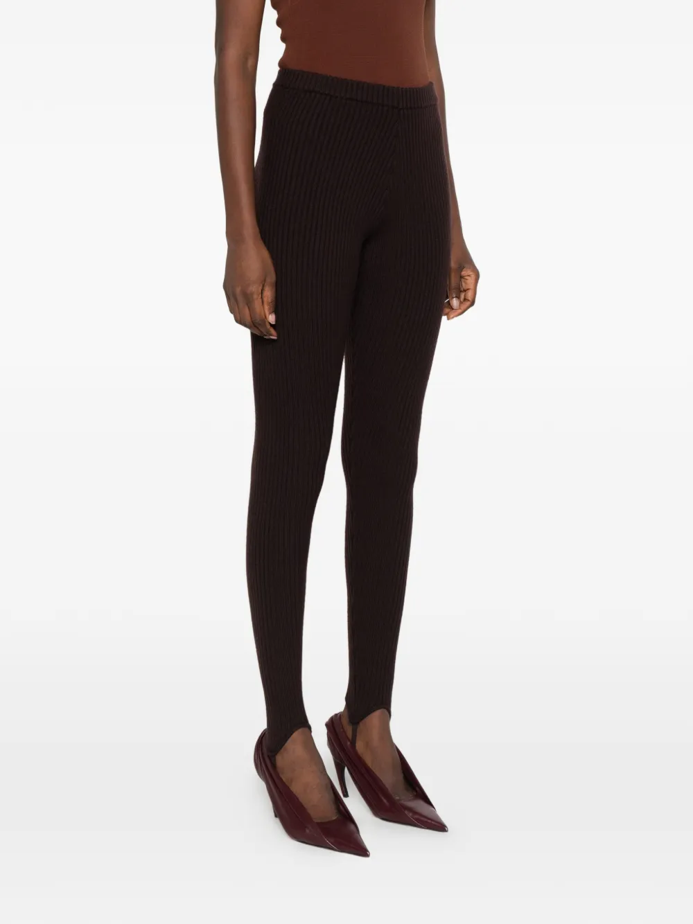 The Frankie Shop ribbed stirrup trousers Bruin