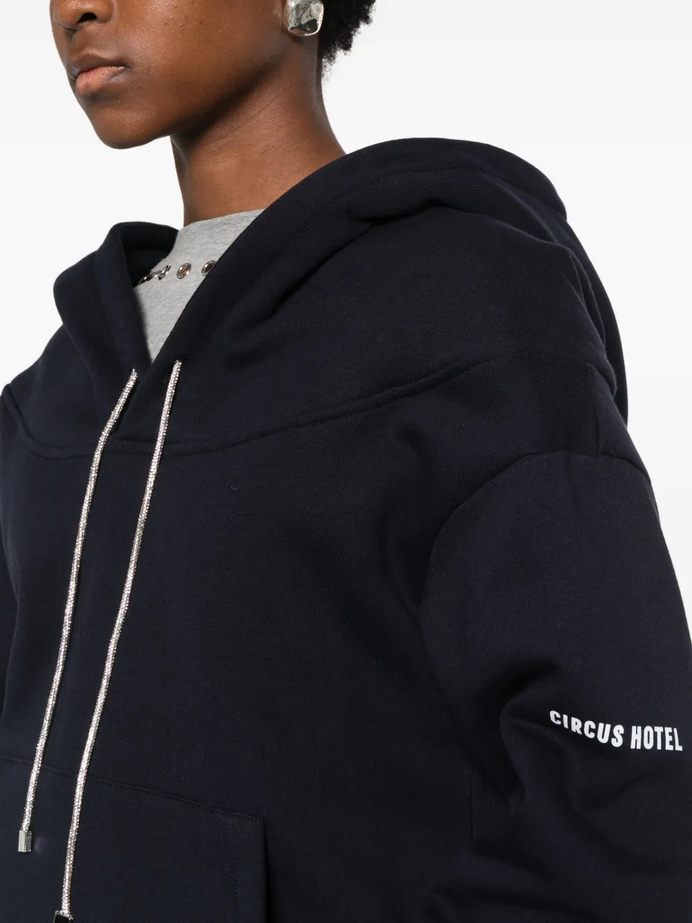 Circus Hotel crystal-embellished logo-print hoodie Blauw