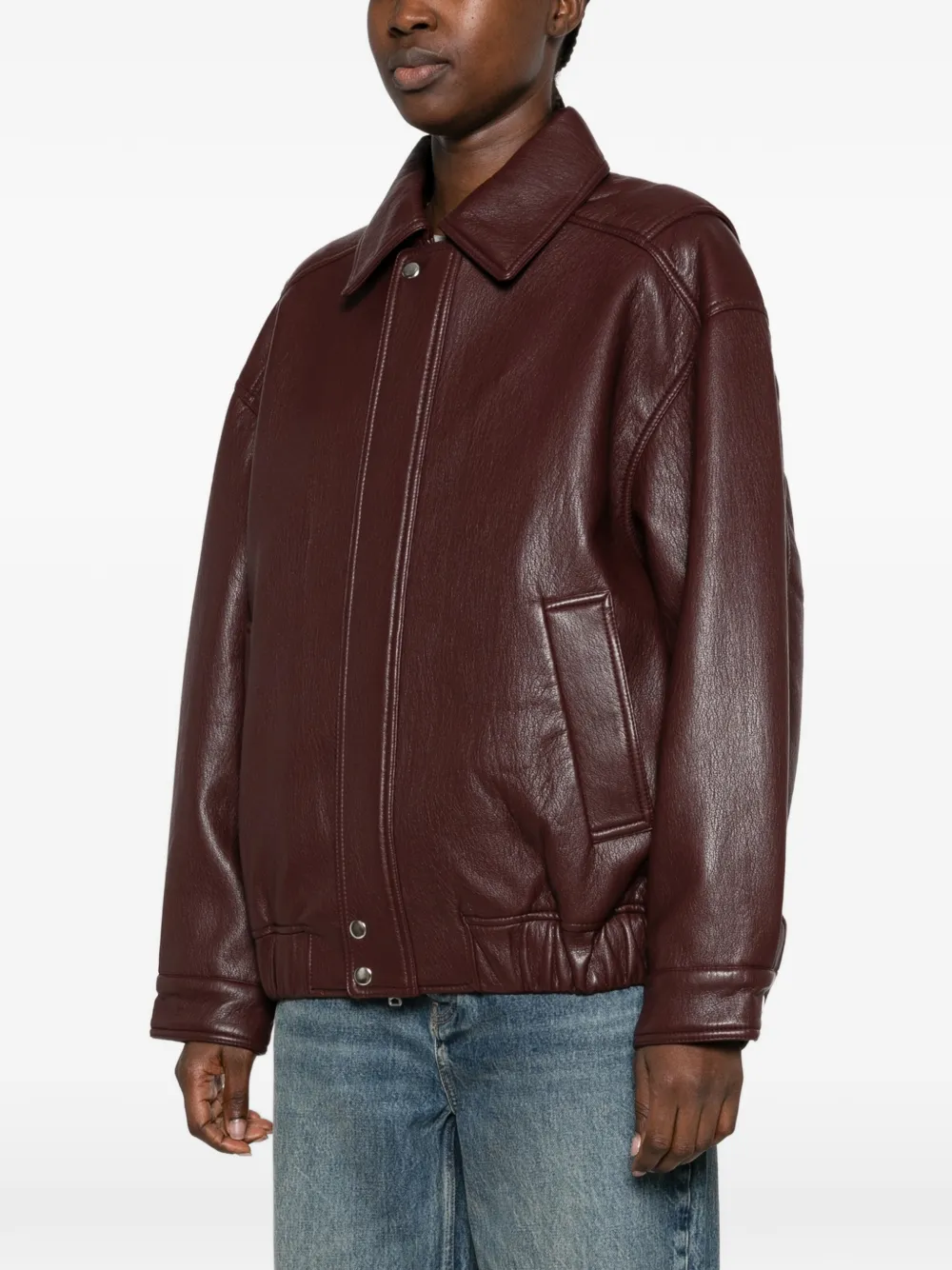 AGOLDE grained-effect zip-up jacket Rood