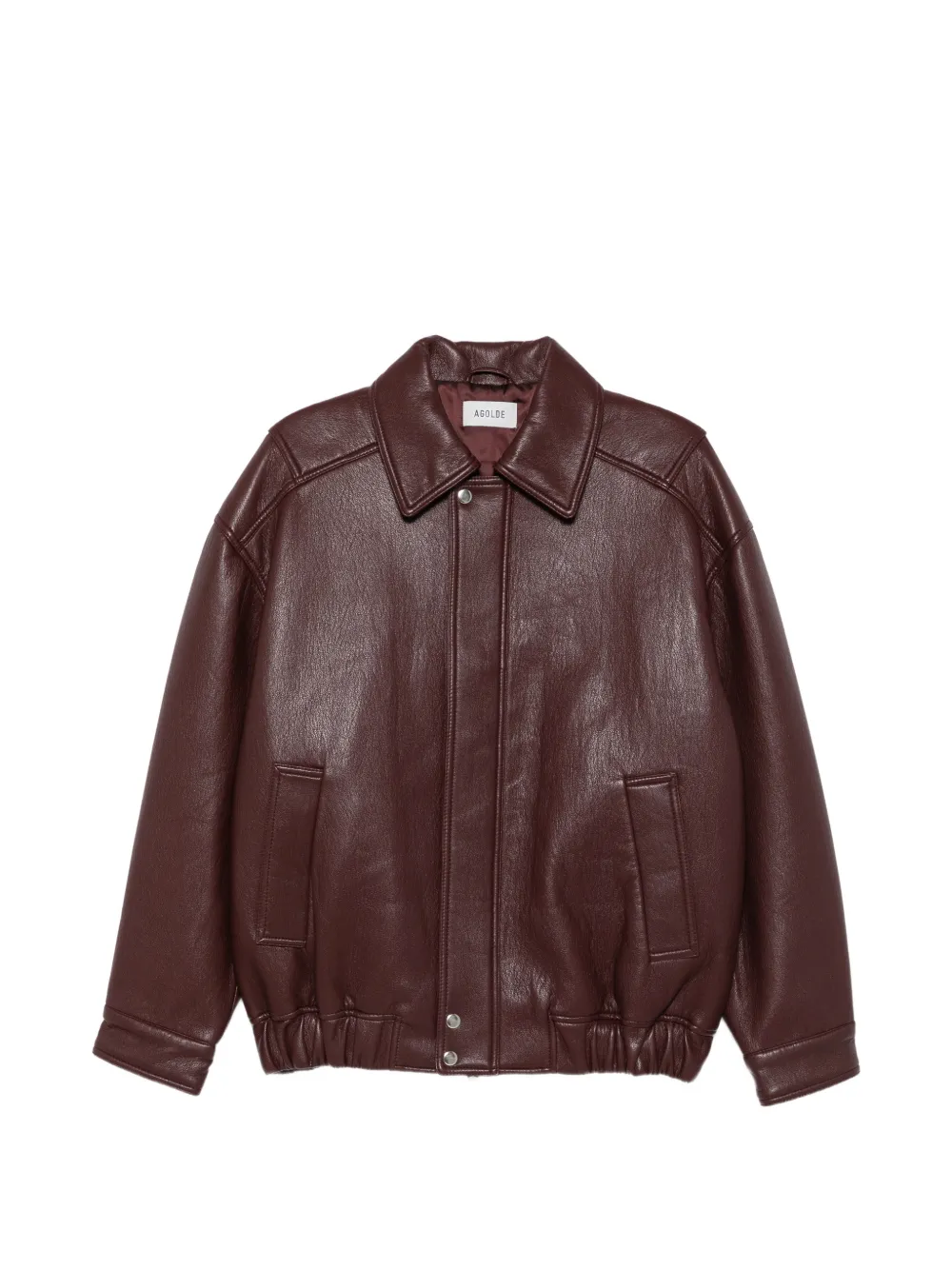 AGOLDE grained-effect zip-up jacket Rood