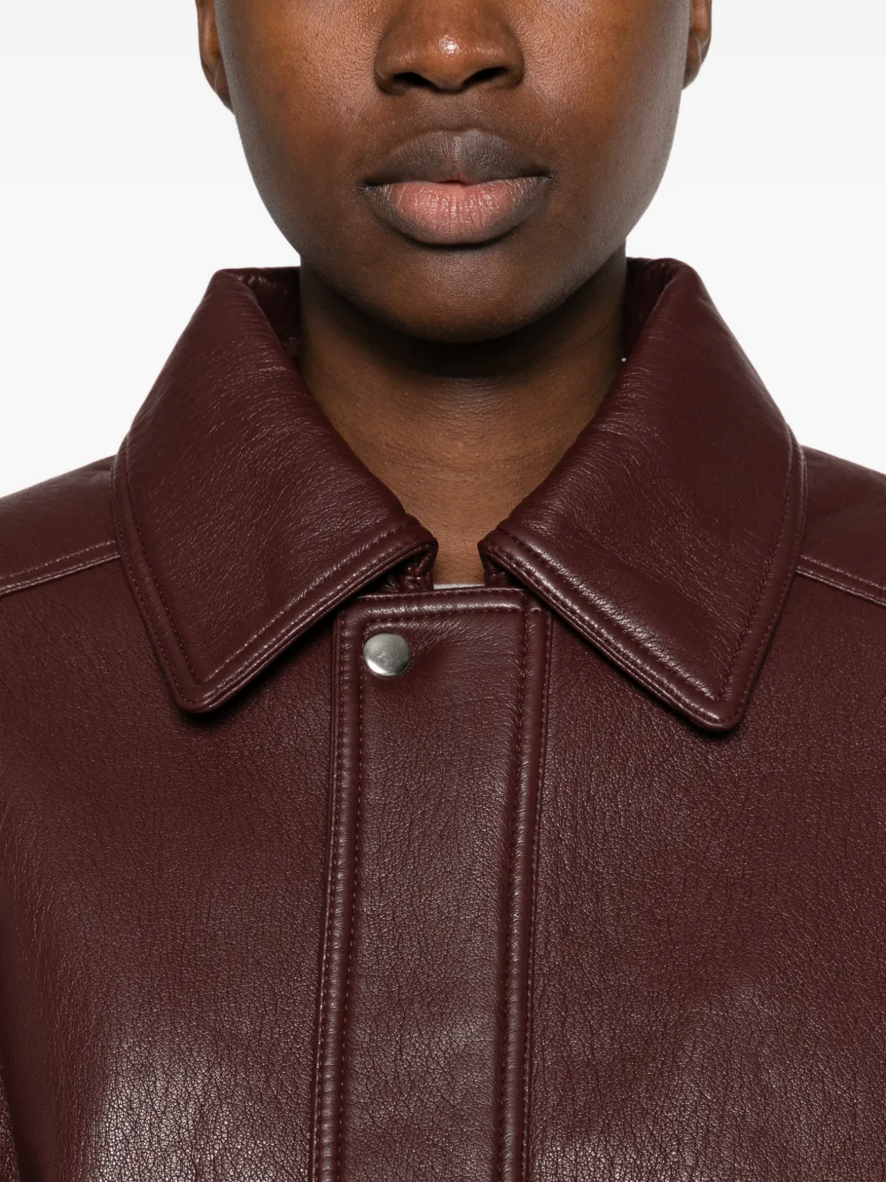 AGOLDE grained-effect zip-up jacket Rood