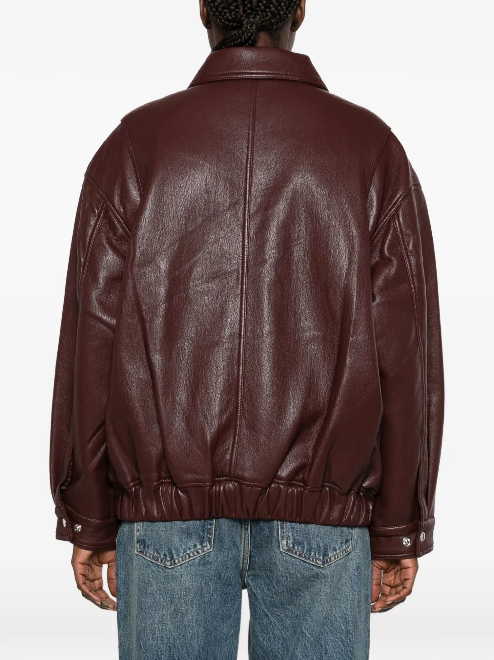 AGOLDE grained-effect zip-up jacket Rood