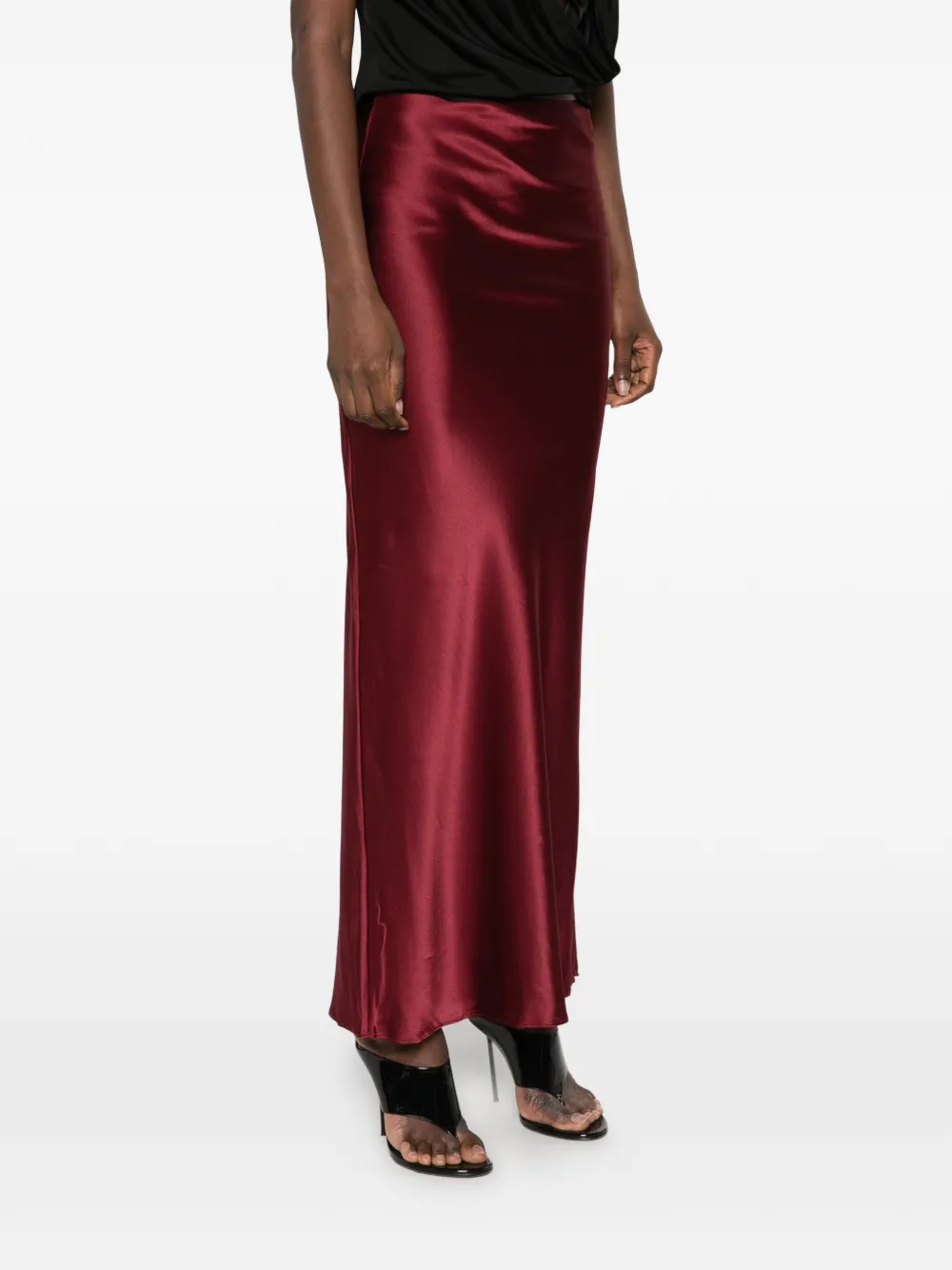 Cult Gaia satin-finish maxi skirt Rood