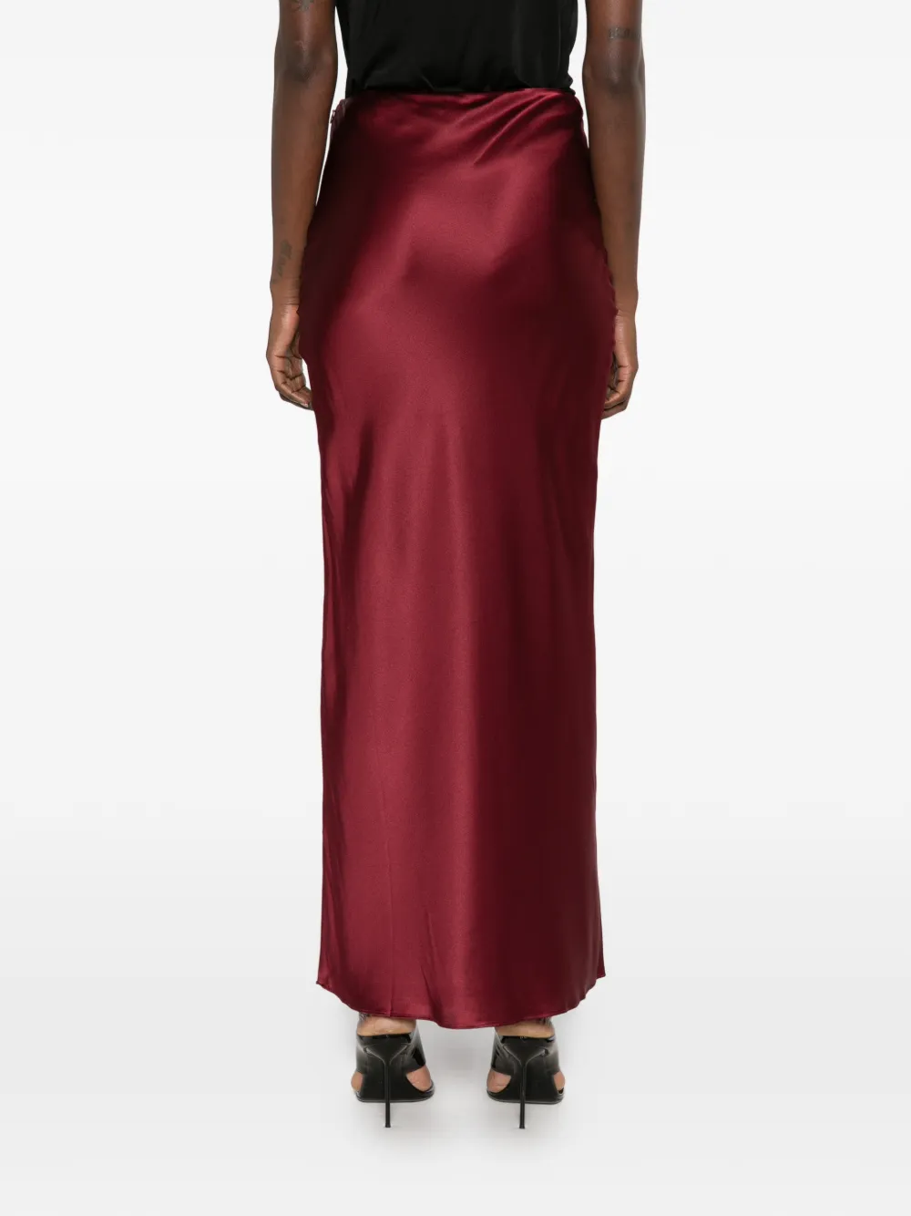 Cult Gaia satin-finish maxi skirt Rood