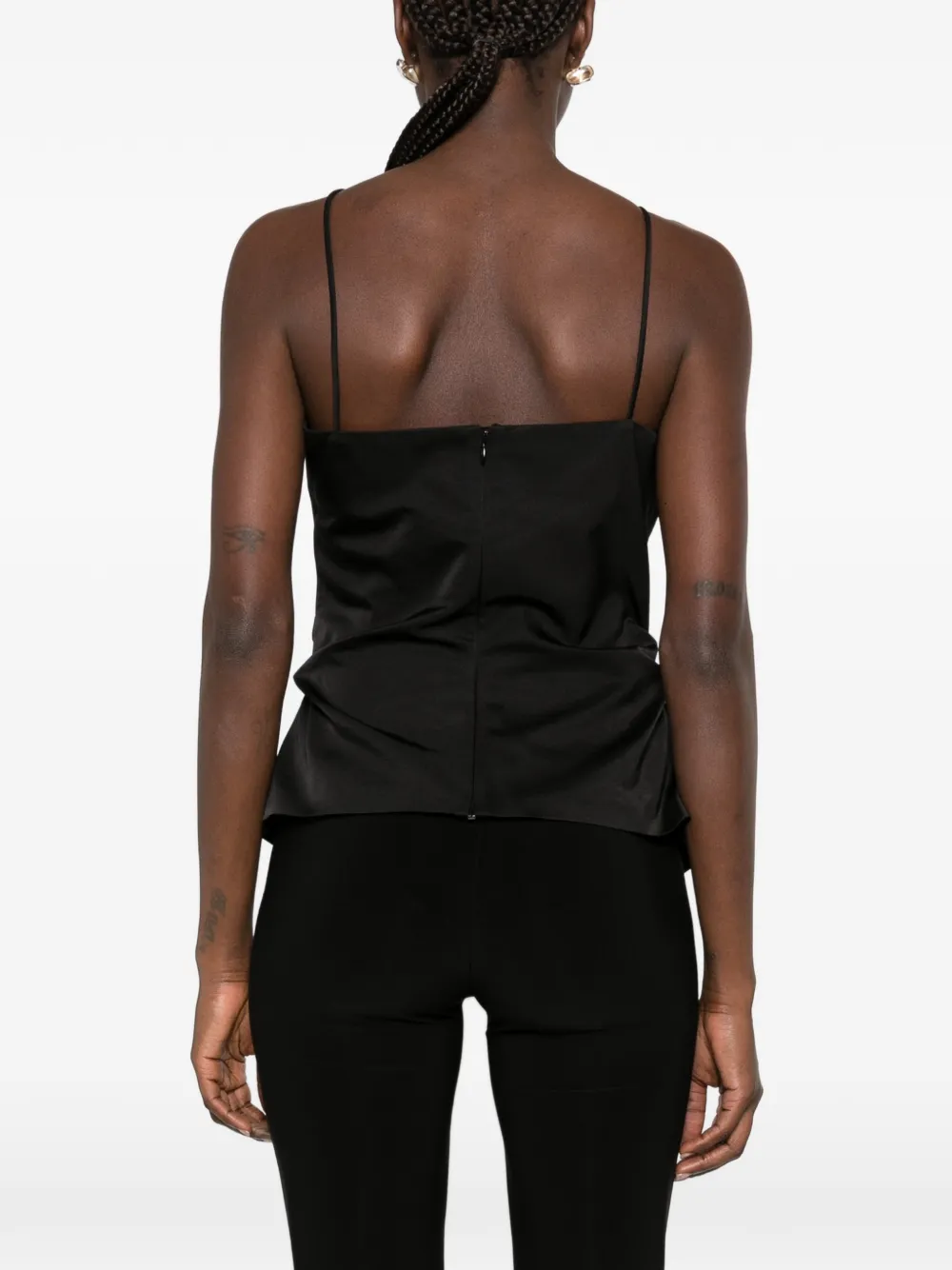 Magda Butrym floral-appliqué ruched top Zwart