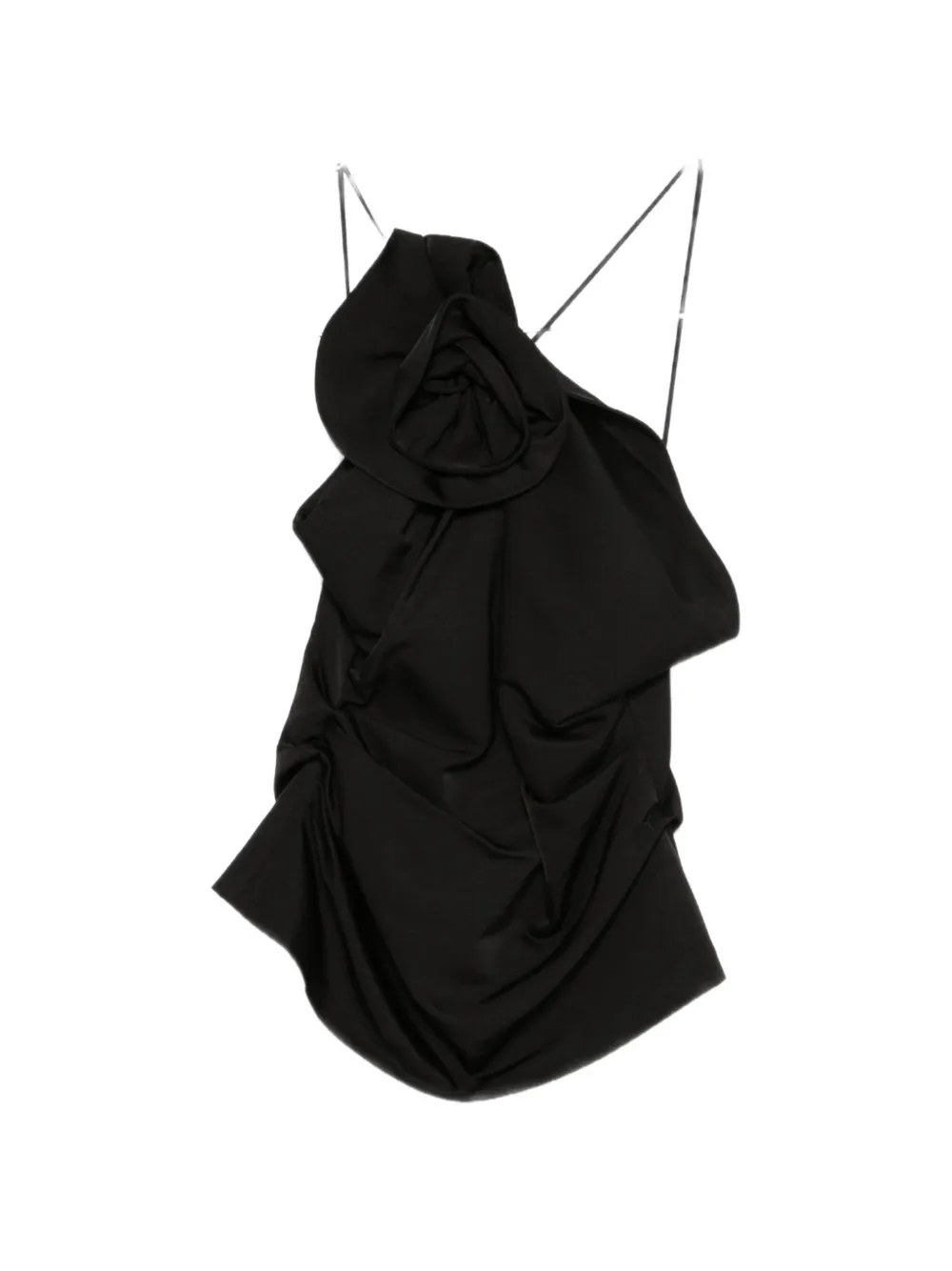 Magda Butrym floral-appliqué ruched top Zwart