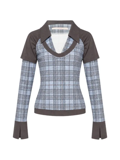 SULTRY VIRGIN Ace plaid-check layered-effect top
