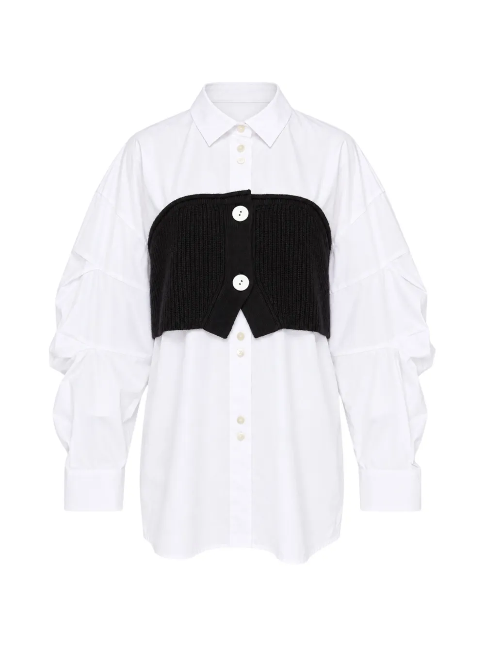 Enföld knitted-overlay panelled shirt Wit