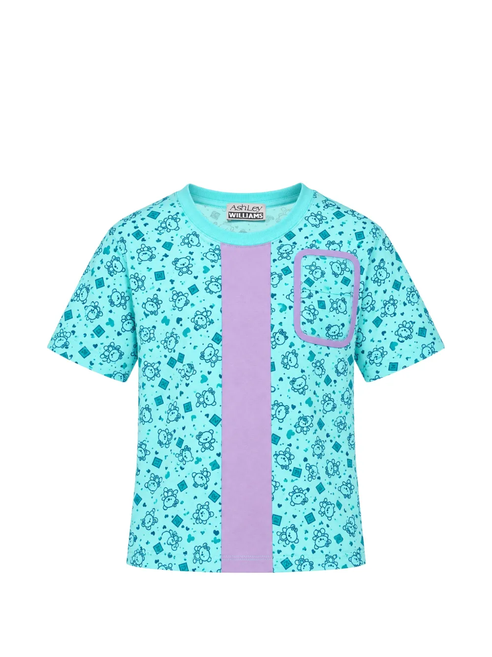 Ashley Williams bear-print panelled T-shirt - Bleu Ashley Williams bear-print panelled T-shirt - Bleu