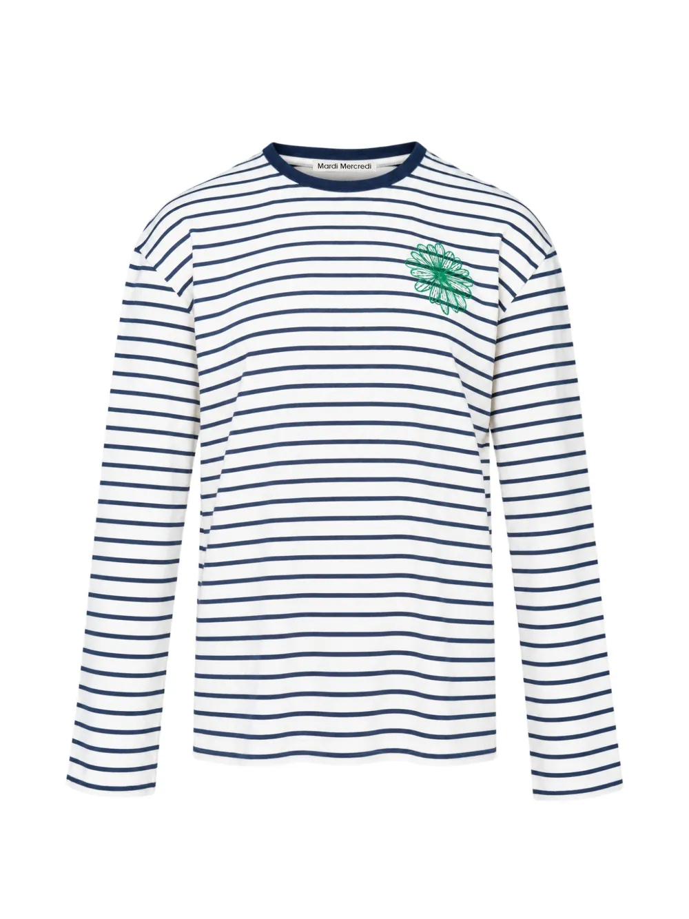 Mardi Mercredi Breton Striped flower-embroidered long-sleeve T-shirt ...