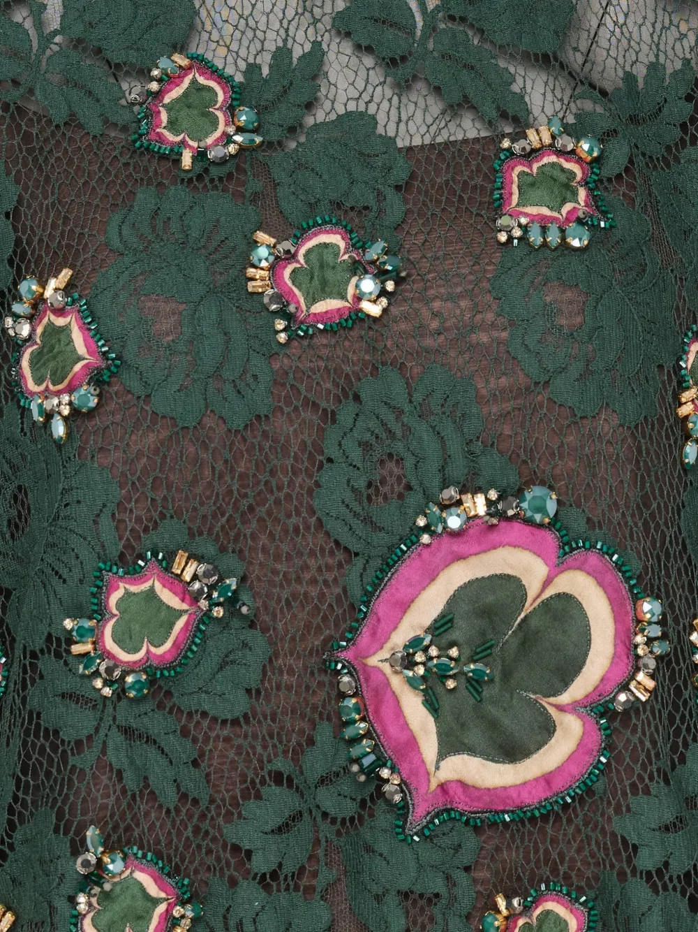 Biyan beaded lace-panel blouse Groen