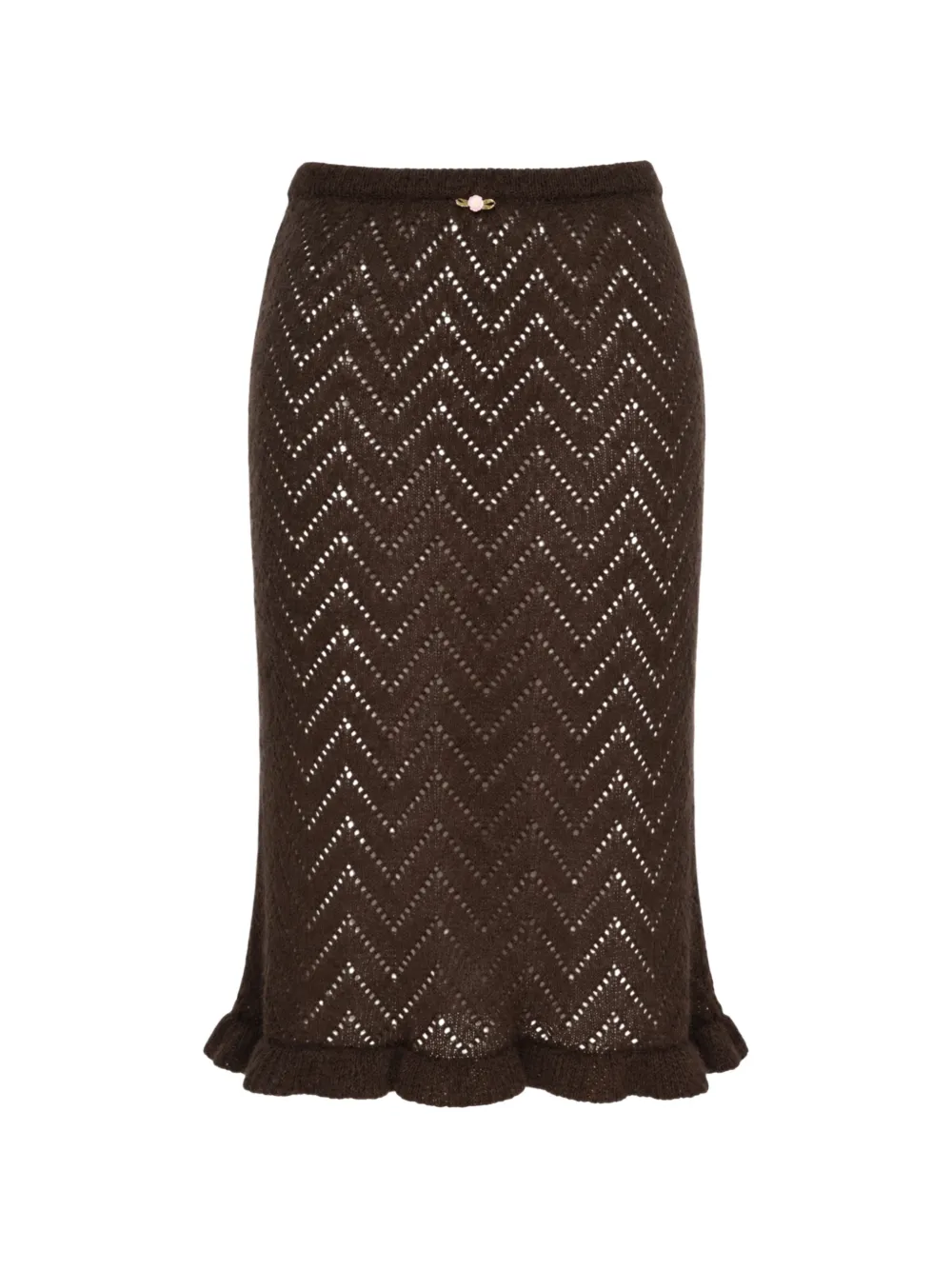 MSGM pointelle ruffled midi skirt - Marrone
