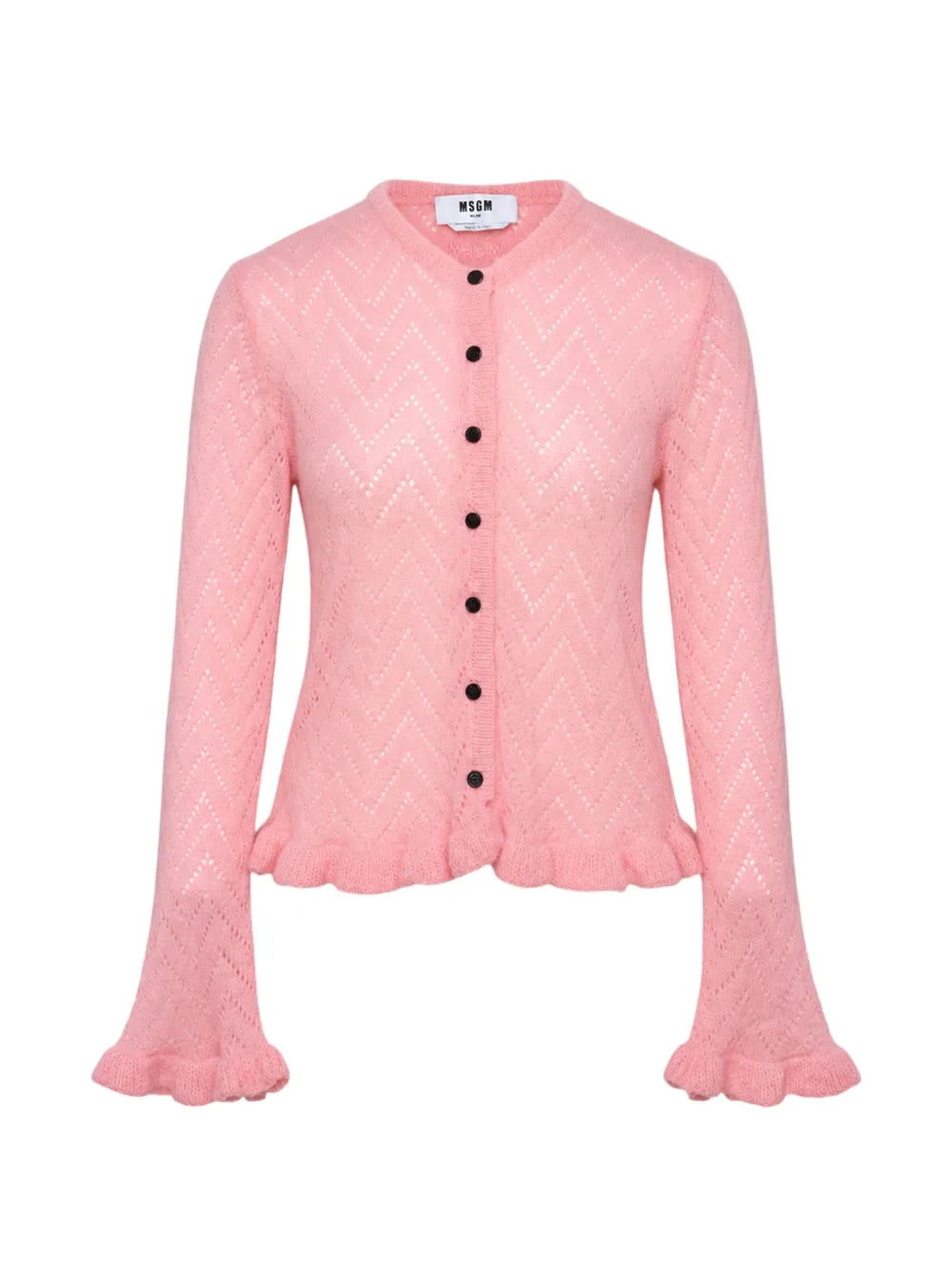 MSGM ruffle-trim pointelle cardigan Roze