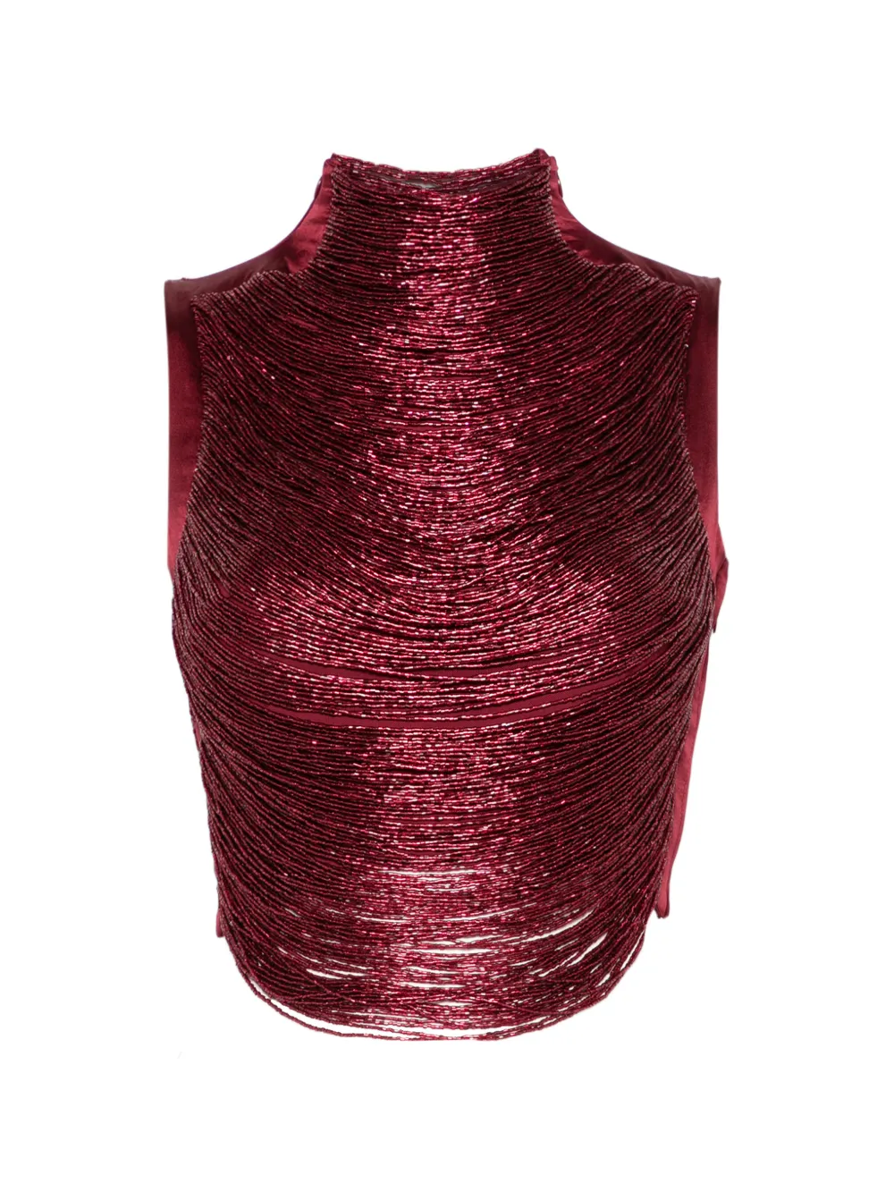 Cult Gaia Taraji beaded high-neck top Rood