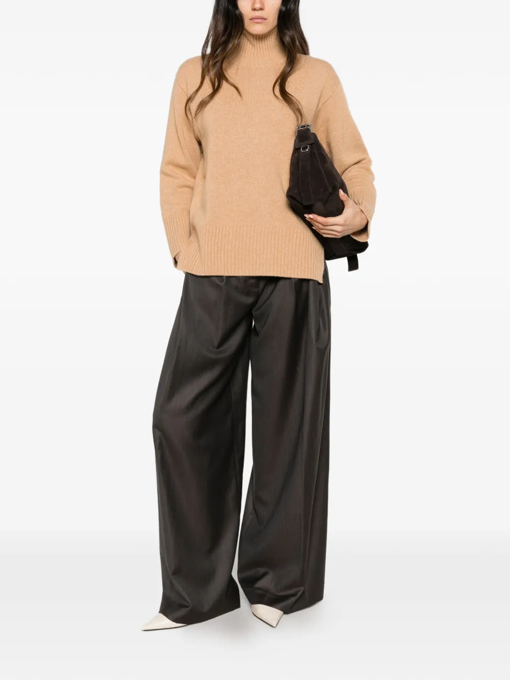 Nine In The Morning Petra pleated wide-leg trousers Grijs