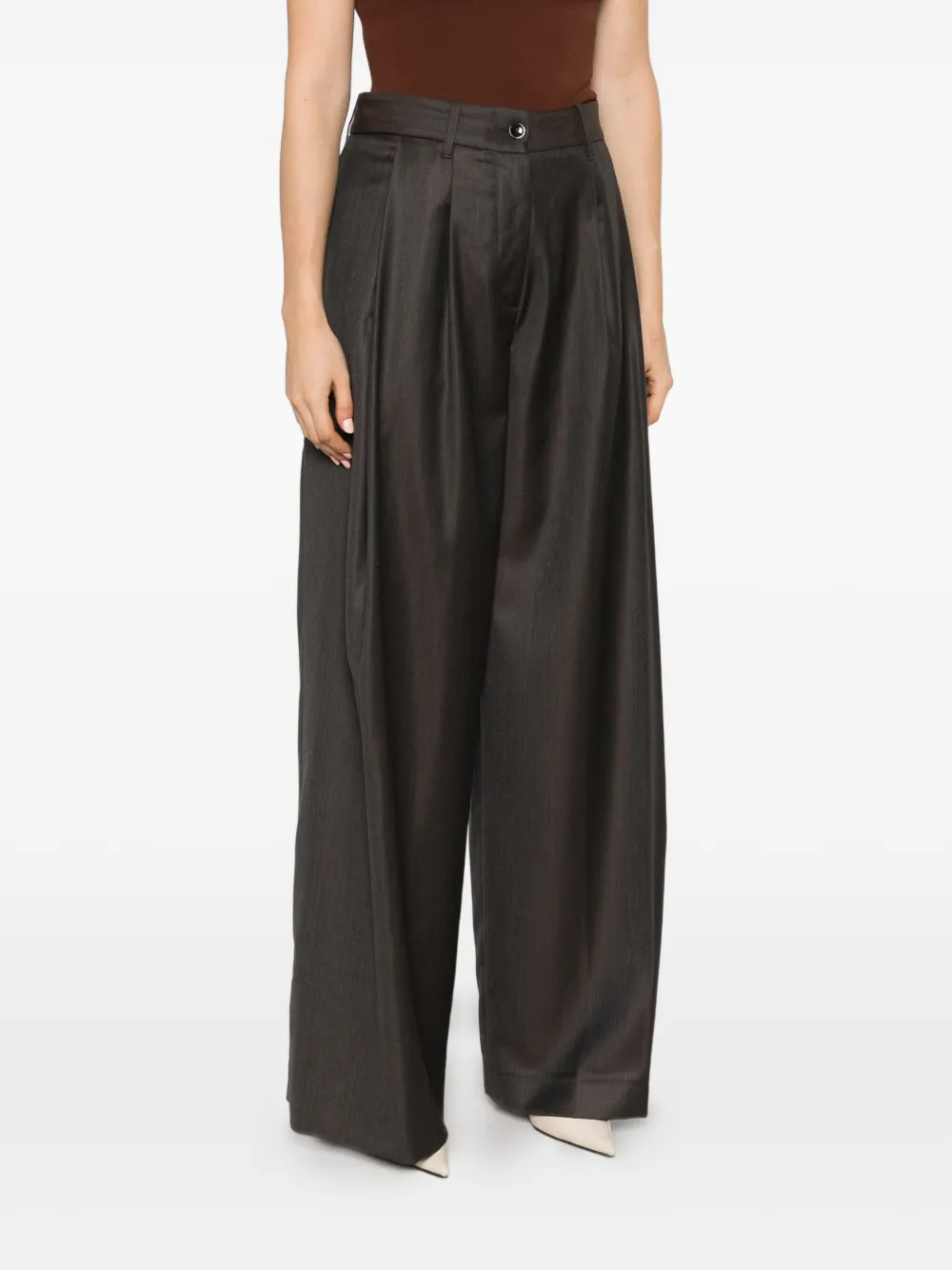 Nine In The Morning Petra pleated wide-leg trousers Grijs