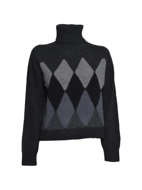 Ballantyne argyle-intarsiastrikket sweater med rullekrave